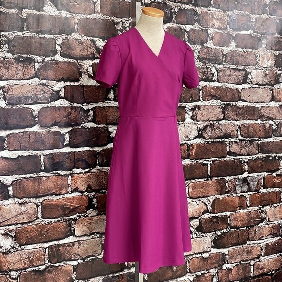 Daisy Dapper Retro Dress A-Line Midi V Neck Purple NWT Size Large L - Picture 8 of 16